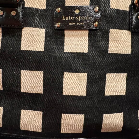 Kate Spade Large Wellesley Rachelle Satchel Shoulder Black White Check - Picture 4 of 14
